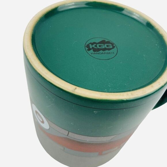 Vintage 80s KGG Handarbeit Green Mug Woman Germany Nagel Car Duesenberg Art Deco - Picture 8 of 10